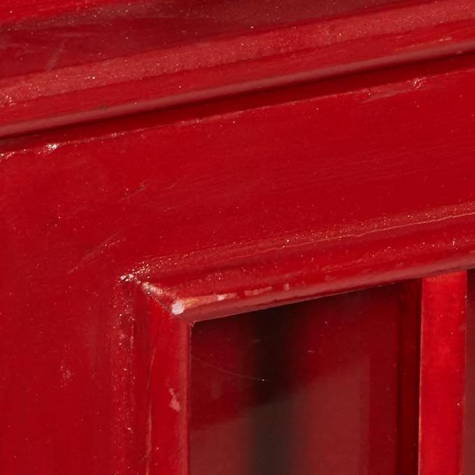 Deco 79 Wooden Vintage Telephone Booth Accent Cabinet, 11" x 9" x 30", Red | London telephone booth, storage cabinet, 3 shelves, red bookshelf