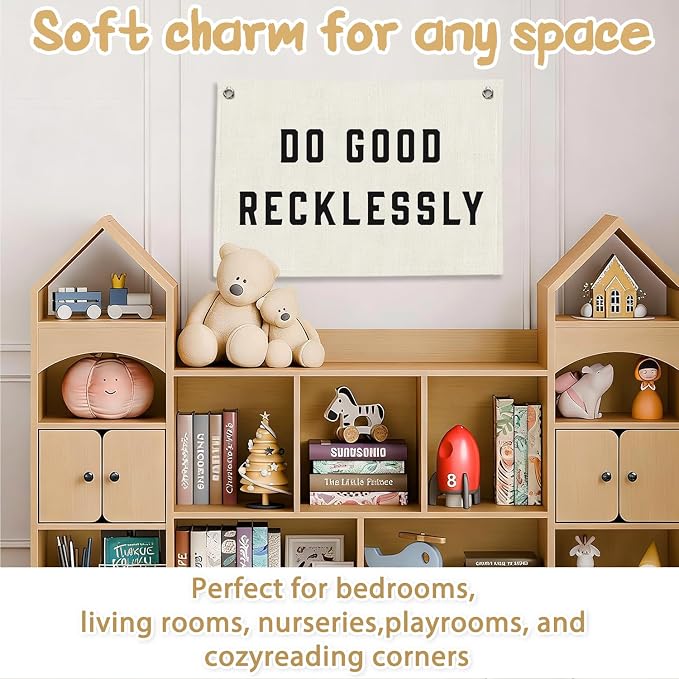 RTXLEZM Kids room Decor, Do Good Recklessly Motivational Banner | Classroom Inspirational Minimalist Modern Wall Hanging for Classroom Home Office Decor, 20x30 Inch