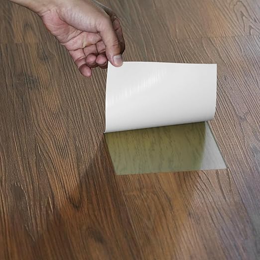Wood Grain Textured Peel and Stick Vinyl Flooring Planks 54 Sq.ft for Personalize Your Space with Rustic Warmth Style | Temporary Transformation for Flexible Living for Bathroom, Kitchen, Rental