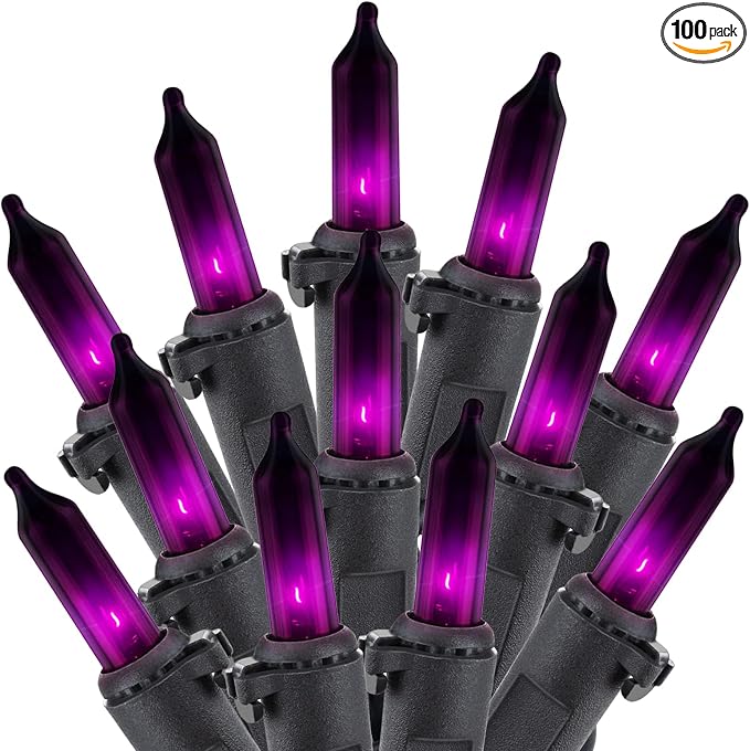 Minetom Halloween String Lights Outdoor 100 Count 20 Feet Incandescent Bulb Mini Lights for Christmas Indoor Garland Party Festival Decoration, Purple