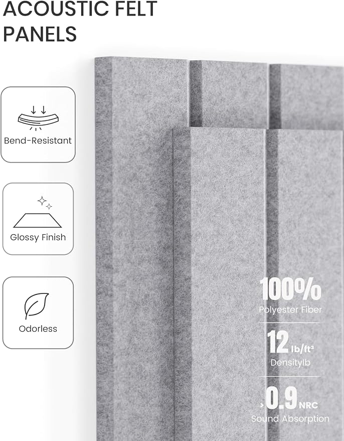 Fluxynara Large Felt Bulletin Board 48" x 36" Cork Board Alternative-12 Pack with 64 Safe Removable Adhesive Tabs, Cork Boards for Walls for Home Office Classroom Pin Board-Soft Gray