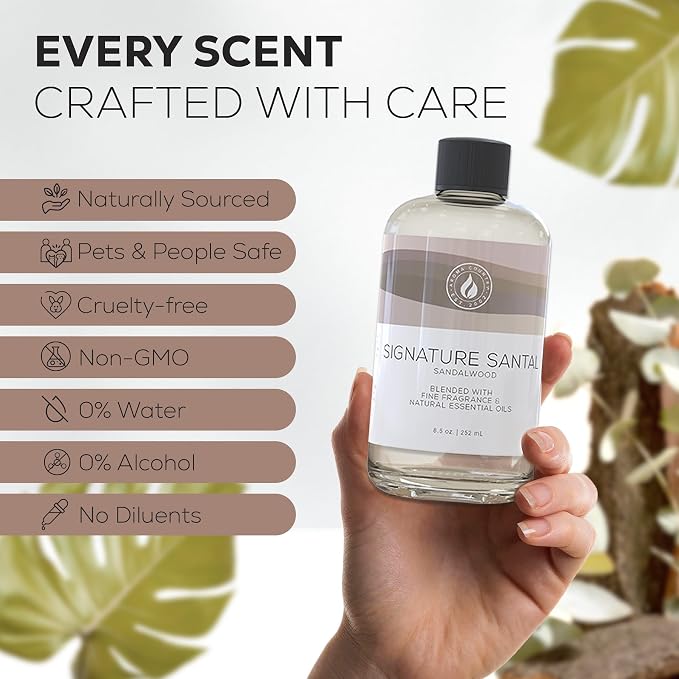 Aroma Country Signature Santal Luxury Diffuser Oil Refill (8.5 Fl Oz) | Hotel-Inspired • Long-Lasting Home Fragrance • for Aromatherapy, Reed Diffusers, Diffuser Machines & Room Sprays