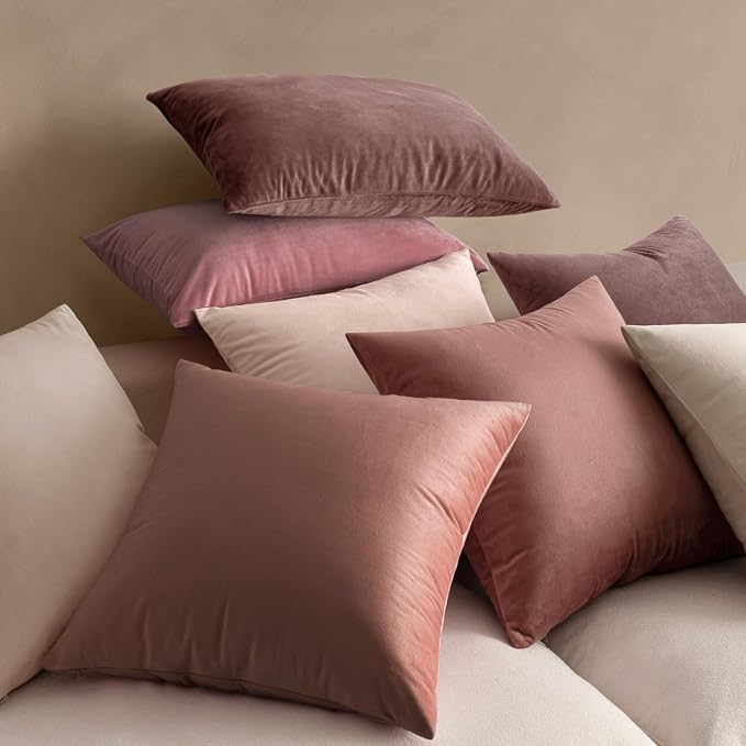 MIULEE Velvet Throw Pillow Covers 22x22 Inch, Pack of 2 - Jam, Soft Solid Decorative Pillow Covers Cushion Cases Modern Luxury Home Decor for Spring Couch Sofa Bedroom Livingroom