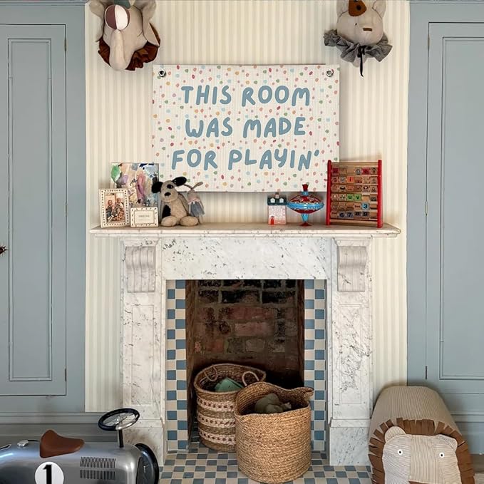 Playroom Wall Decor, Playroom Toddler Decor Hanging Linen Banner, Play Room Wall Decor for Nursery, 20x30 Inch