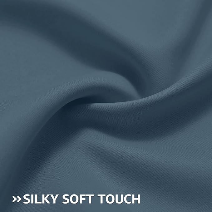 COSVIYA Curtains 72 inch Length 2 Panels Set Grommet Room Darkening,Thick Polyester Light Blocking Insulated Thermal Stone Blue Curtain Drapes for Bedroom/Living Room,62x72 inches