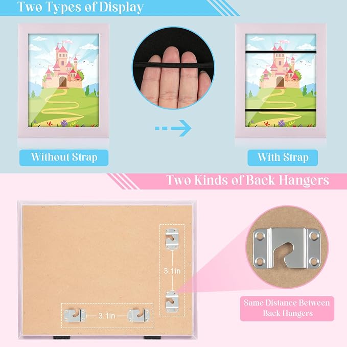 [2-Pack] Kids Art Frames, 8.5x11 Front Opening Kids Artwork Frames Changeable, Pale Pink Artwork Display Storage Frame for Wall, Holds 50 Pcs, for 3D Picture, Crafts, Children Drawing, Hanging Art,