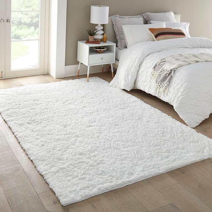 Ophanie 6x9 White Rugs for Living Room,Large Fluffy Shag Fuzzy Plush Soft Living Room Area Rugs,Floor Shaggy Carpets for Bedroom,Carpet for Kids Boys Girls Dorm Decor with Over 99 pcs Pile fibers