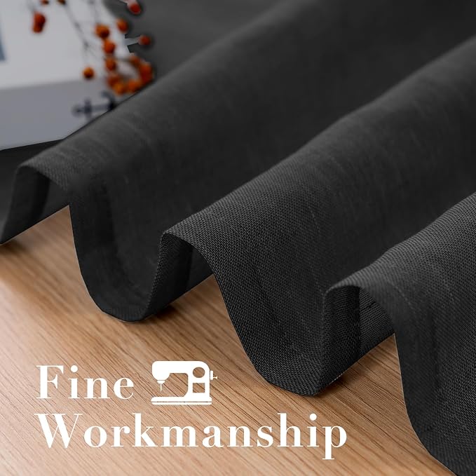 H.VERSAILTEX Linen Curtains Natural Blended Curtain Panels for Living Room/Light Reducing Linen Semi Sheer Curtains 108 inch Length 2 Panels Set Nickel Grommet Window Panels, 52" x 108", Black