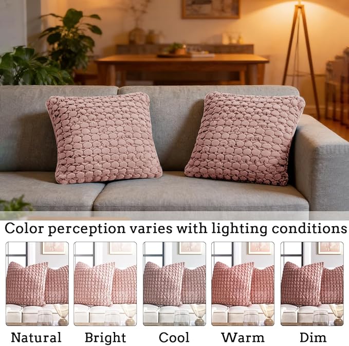 Pillow Cover 24x24 1 Piece Velvet Euro Sham Decorative Farmhouse Pillowcase Boho Square Cushion Covers Soft Bubble Texture for Couch Sofa Bed Bedroom Car Living Room，Pink