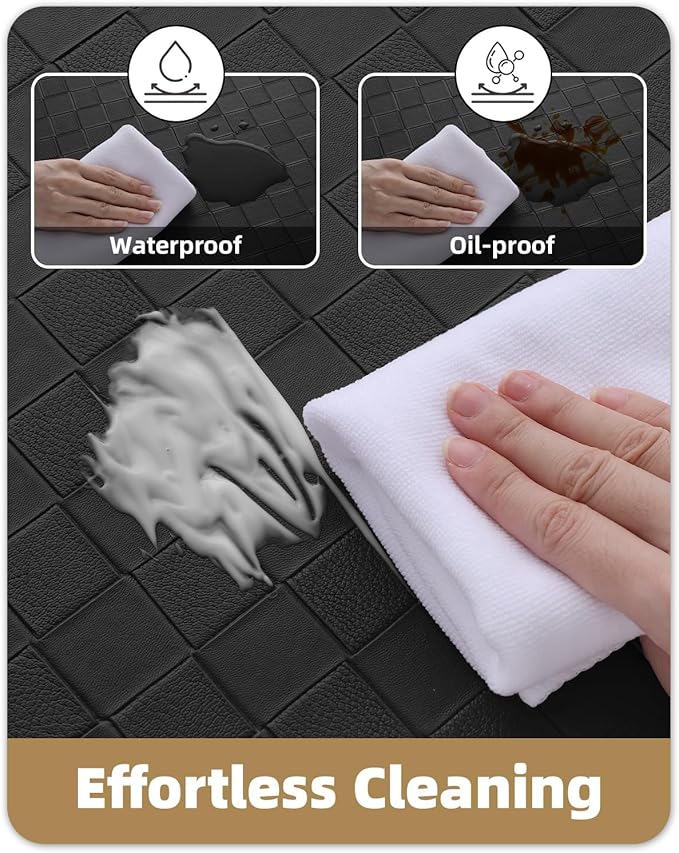 Color&Geometry Extra Wide Kitchen Mats Set 24x59+24x94, Anti Fatigue Cushioned Floor Mat, Waterproof Easy Clean Non Slip Runner for Sink Comfort Standing, Black