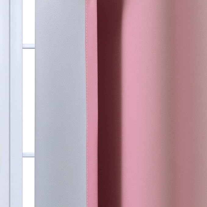 Yakamok Ombre Curtains Pink and Greyish White for Living Room,52Wx63L | Room Darkening Curtains 63,Thermal Insulated Gradient Color Drape,Light Blocking Grommet Window Curtains for Bedroom,2 Panels