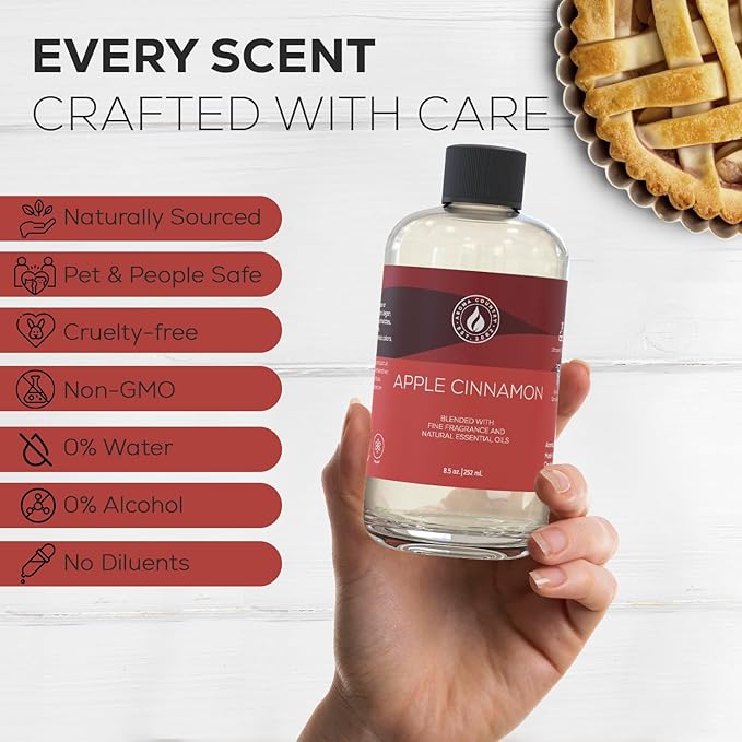 Aroma Country Apple Cinnamon Luxury Diffuser Oil Refill (8.5 Fl Oz) | Hotel-Inspired • Long-Lasting Home Fragrance • for Aromatherapy, Reed Diffusers, Diffuser Machines & Room Sprays