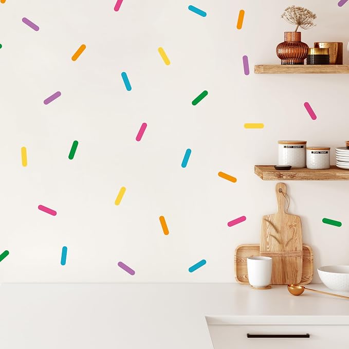 Removable Wall Decals for Kids Room – Peel and Stick Wall Stickers for Girls & Boys Bedroom, Playroom & Nursery – Easy to Apply Wall Decor - Sprinkles