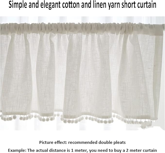 White Linen Tier Curtains, Kitchen Cafe Tier Curtain,Short Window Curtains Rod Pocket Small Curtains, Voile Panels Sheer Valance Divider Curtains,1pc (Size : W 150cm*H 50cm)