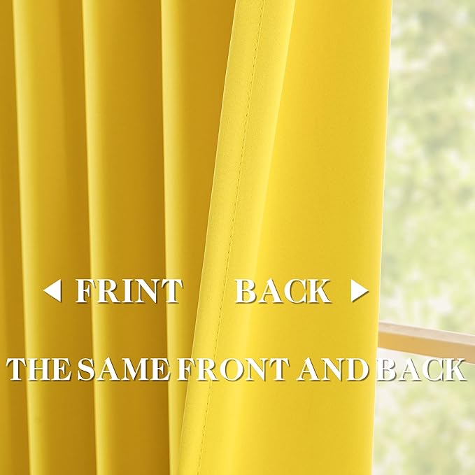 DONREN Yellow Pinch Pleated Blackout Curtains with Hooks - 94 inch Length Room Darkening Thermal Insulated Window Curtain Panels for Living Room Bedroom 2 Panel 40" Wx94 L