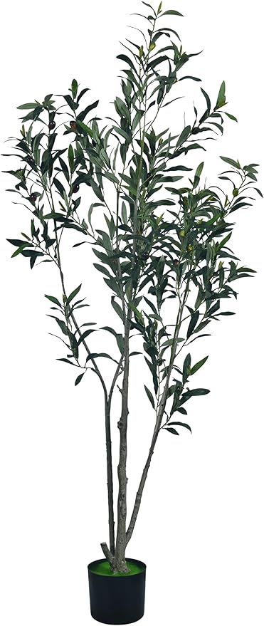 HAIHONG Olive Tree Artificial 5FT -1Pc Faux Trees with Multiple Branches Leaves and Fruits, Lifelike Arbequina Olive Tree Plant Potted Fake Plants for Home Aesthetic Decor Office Indoor