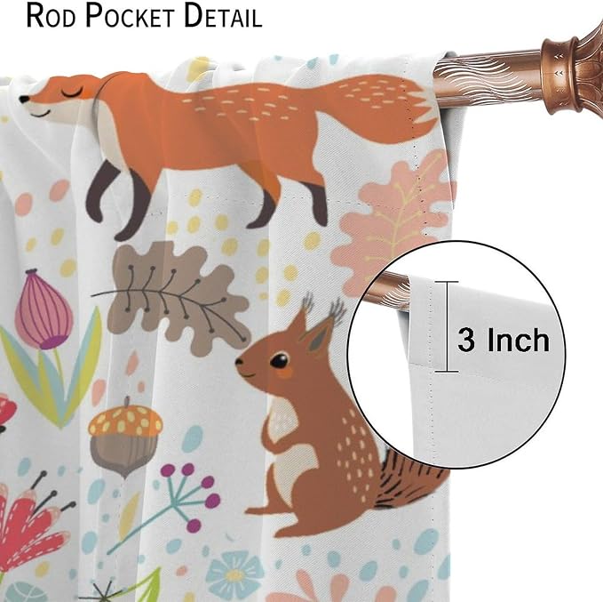 YCness Rustic Animal Curtains, Wild Forest Animal Bear Fox Deer Kids Window Treatments for Living Room Bedroom, Farmhouse Woodland Blackout Drapes 2 Panel Sets, 52x84 Inch, Style-3