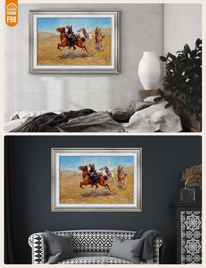 DECORARTS - My Bunkie by Charles Schreyvogel. World Famous Painting Reproduction. Giclee Prints in Classic Golden Frame Ready to Hang