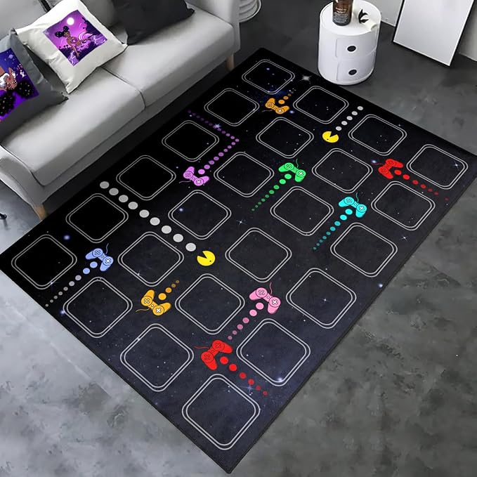 Gamer Area Rugs for Boys Bedroom, Gaming Rugs for Kids Room Home Decor Controller Gamepad Carpet Doormat 4'5"x6'
