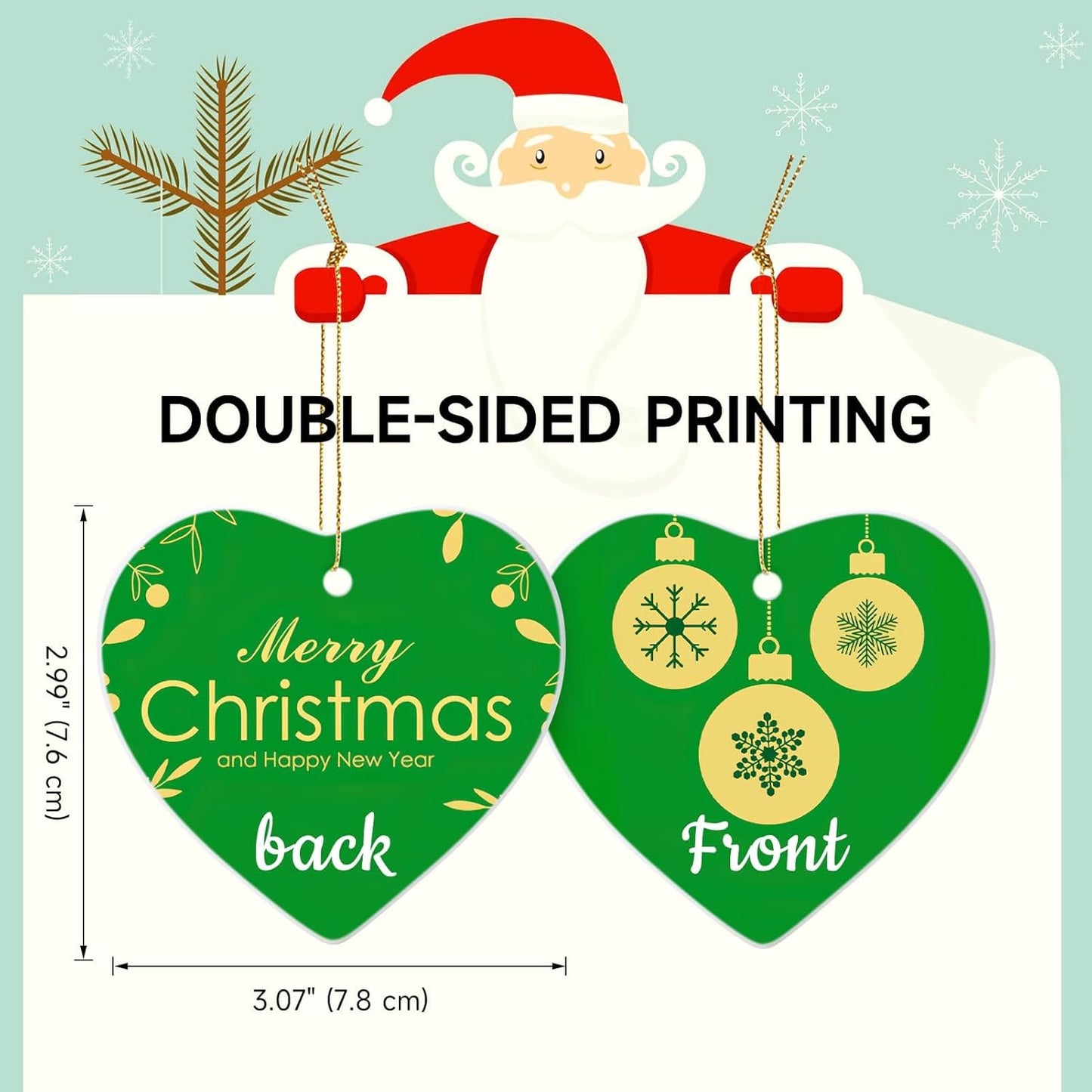 Personalized Christmas Ornaments 2025, Ceramic Custom Photo Text Hanging Ornament Customized Christmas Tree Decorations Gift for Family, Kids, Friends, Couples, Wedding