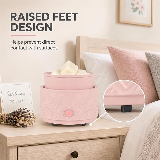 Wax Melt Warmer for Scented Wax,3-in-1Ceramic Wax Warmer Fragrances Candle Oils, Home Fragrance Burner,Electric Candle Warmer Perfect Christmas Gifts for Mom Women(Pink)