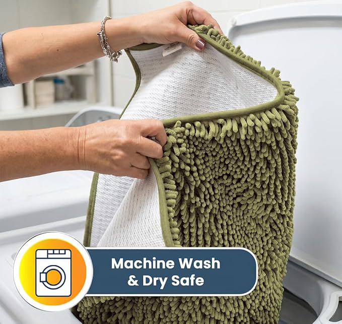 Muddy Mat® | Super Water Absorbent Door Mat Indoor, Microfiber Quick Dry Chenille Entryway Rug, Slip Resistant Front Door Mat, Indoor Mats for Entryway, Machine Washable Pet Rug, Sage 24" x 60"