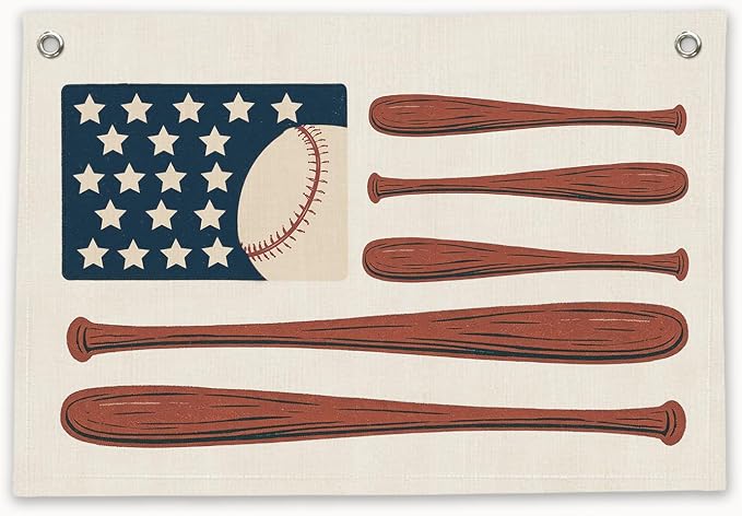 RTXLEZM Baseball Wall Decor,Vintage Boys Room Decor Canvas Banner Hanging | Patriotic Decor for Toddler Boys Kids Nursery Bedroom Playroom Classroom Teen 20x30 inch