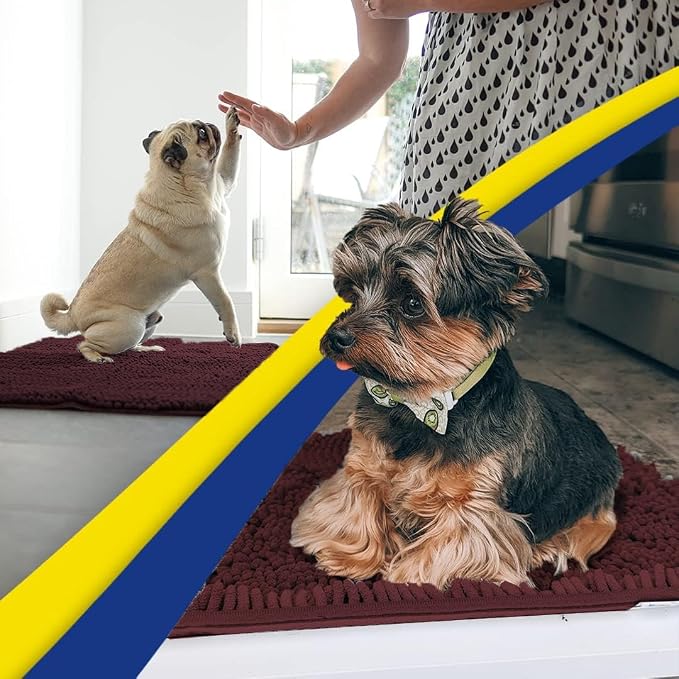 Muddy Mat® | Super Water Absorbent Door Mat Indoor, Microfiber Quick Dry Chenille Entryway Rug, Slip Resistant Front Door Mat, Indoor Mats for Entryway, Machine Washable Pet Rug, Rust 20" x 33"