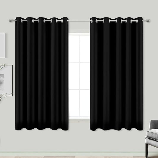KOUFALL Short Blackout Curtains for Windows Bedroom,Black Out Curtain 54 Inch Long x 72 Inch Extra Wide,Room Darkening Thermal Insulated Curtain Panels