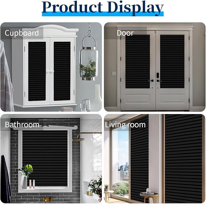 Niviy Blackout Window Film with Installation Tools, 100% Light Sun Blocking Static Cling Room Darkening Windows Covering, Removable House Window Tint (Black, 11.8 x 78.7 inch)