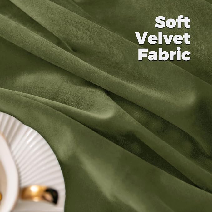 BGment Sage Green Velvet Blackout Curtains 80 Inches Long, 52 x 80 Inch Window Curtains Thermal Insulated super Soft Luxury Room Darkening Drapes with Back Tab and Rod Pocket for Living Room, 2 Panels