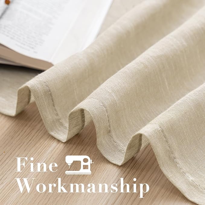 H.VERSAILTEX Linen Curtains Flax Linen Blended Curtain Panels for Living Room/Bedroom Semi Sheer Privacy Curtains 102 inch Length 2 Panels Set Nickel Grommet Window Drapes, Linen