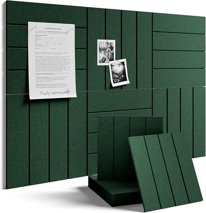 Fluxynara Large Felt Bulletin Board 36"x24" Cork Board Alternative - 6 Pack with 32 Safe Removable Adhesive Tabs, Cork Boards for Walls Cork Board for Home Office Classroom Pin Board- Pine Green