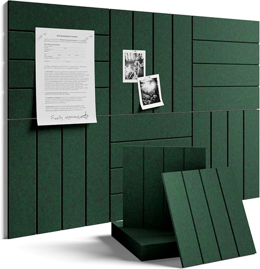Fluxynara Large Felt Bulletin Board 36"x24" Cork Board Alternative - 6 Pack with 32 Safe Removable Adhesive Tabs, Cork Boards for Walls Cork Board for Home Office Classroom Pin Board- Pine Green