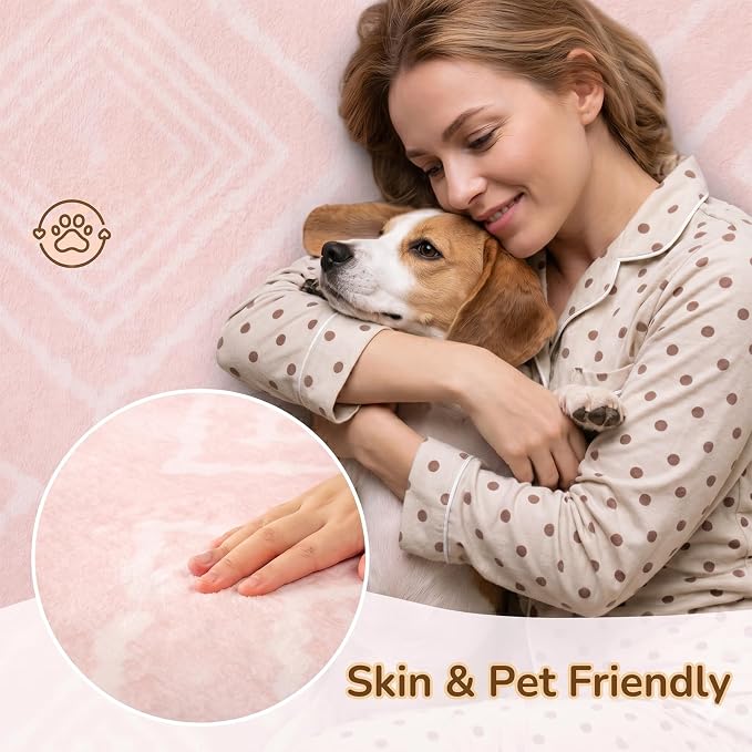 BESTSWEETIE Area Rug 9x12 Rug Machine Washable Non-Slip Low Pile Print Pattern Western Rug for Living Room Bedroom Entryway Tribal Series -Light Pink/Cream
