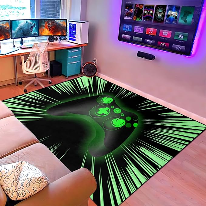 Gamer Rugs Controller Gamepad Carpets Game Rugs for Boys Gaming Bedroom Home Decor Mats 4'x5'