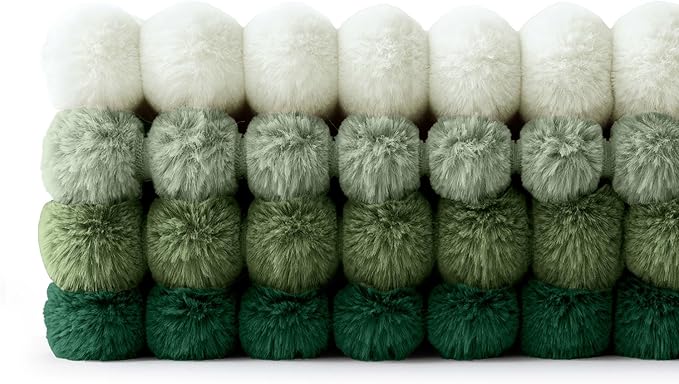 MIULEE Faux Fur Plush Decorative Throw Pillow Covers 18x18 Set of 4, Spring Modern Soft Fuzzy Striped Cushion Covers for Sofa Couch Bed Living Room Cozy Home Decor,Green