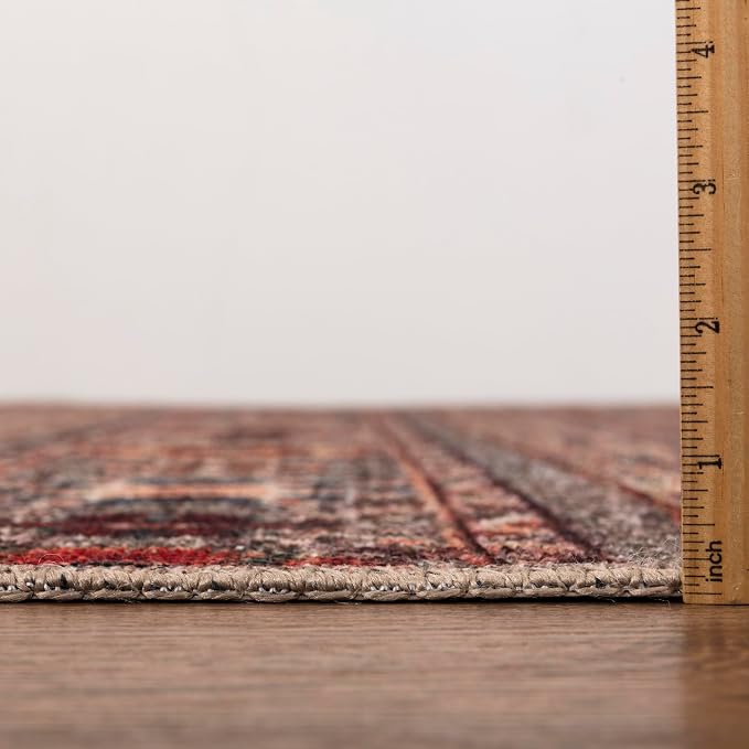 Keen Home Design 30"x144" Rug - Machine Washable Runner with Non-Slip Backing, Ideal for Hallway, Entryway, Kitchen, Laundry Room - Vintage, Easy Clean, Durable, Low Pile Rug - (2'6" x 12')