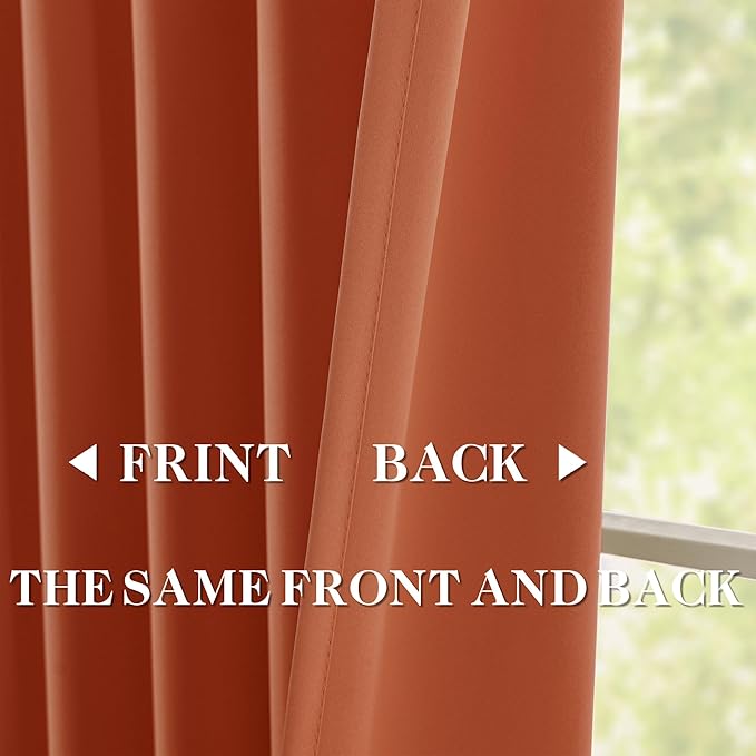 DONREN Burnt Orange Pinch Pleated Blackout Curtains with Hooks - 120 inch Length Room Darkening Thermal Insulated Window Curtain Panels Ceiling to Floor for Living Room 2 Panel 40" Wx120 L