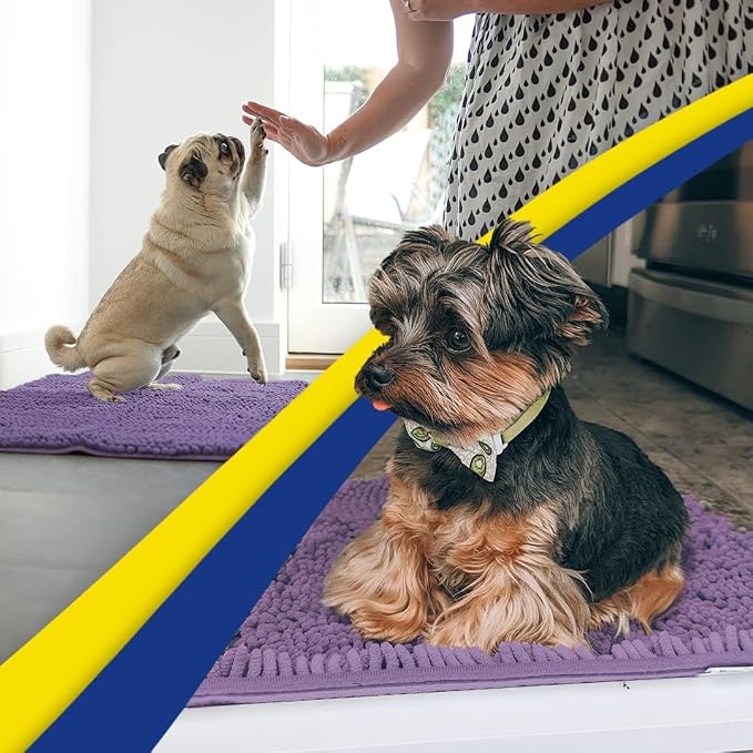 Muddy Mat® | Super Water Absorbent Door Mat Indoor, Microfiber Quick Dry Chenille Entryway Rug, Slip Resistant Front Door Mat, Indoor Mats for Entryway, Machine Washable Pet Rug, Lavender 2ft x 4ft