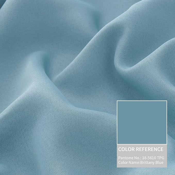 BGment Thermal Insulated 100% Blackout Curtains for Bedroom with Black Liner, Double Layer Full Room Darkening Noise Reducing Grommet Curtain (52 x 84 Inch, Greyish Blue, 2 Panels)