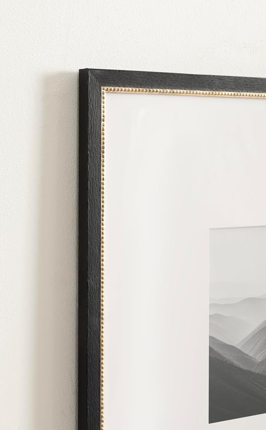 Kate and Laurel Wilbanks Traditional Square Picture Frame Set of 3, 18 x 18 matted to 8 x 8, Black and Gold, Vintage Three-Piece Frame Set for Gallery Wall Frame Set in Living Room Wall Decor