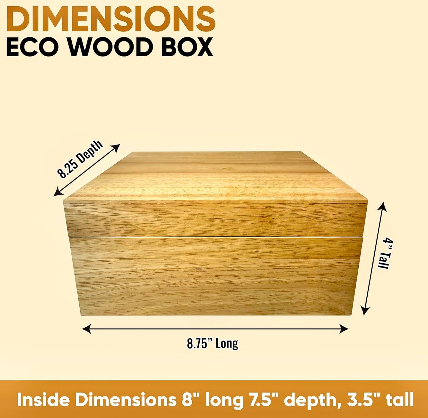 Blake & Lake Wooden Eco Box with Hinged Lid - Solid Oak Wood Storage Box with Lid - Wooden Keepsake Box - Decorative wooden boxes with lids for Keepsakes (Oak)