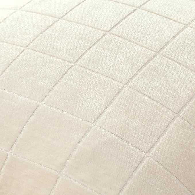 MIULEE Cream Plaid Decorative Throw Pillow Covers 18x18 Set of 2 | Vintage Check Chenille Couch Pillows Neutral Boho Farmhouse Cushion Covers Modern Home Decor for Sofa Bed Living Room