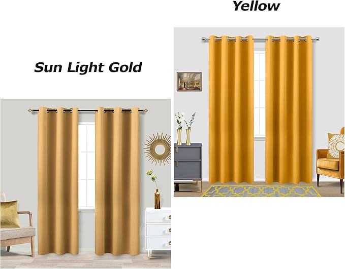 KOUFALL 108 Inch 9FT Room Darkening Curtains, Grommet Drapes for Living Room Bedroom, 2 Panels Set, 9 FT Length 52'' W x 108'' L Inches, Mustard Yellow