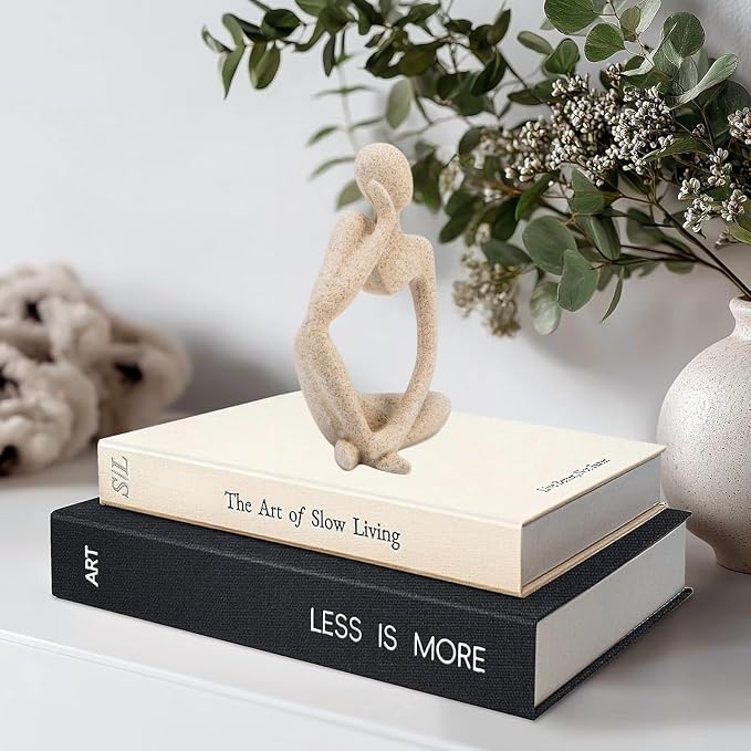 Prettidecor Home Decor Thinker Statue Accents, Set of 3 Thinker Sculptures Office Decor Abstract Resin Decoration on Shelf Table Desk for Living Room Office Bedroom Bookshelf Decor (Small)