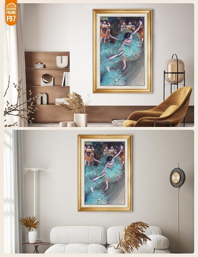 DECORARTS - Dancer in Green by Edgar Degas. World Famous Ballet Painting Reproduction on Giclee Canvas, Customizable Framing Options, Impressionist Wall Art for Living Room or Studio, Ready to Hang
