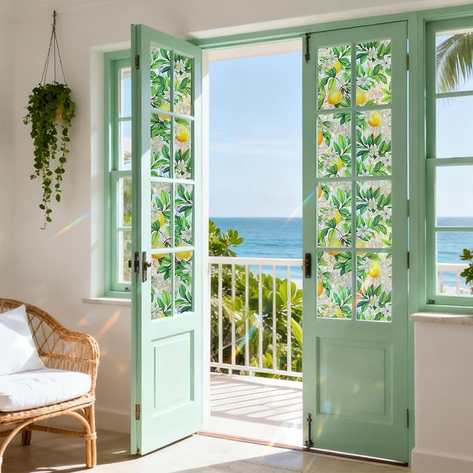 SOMWISE Rainbow Window Privacy Film,Heat Control,UV Blocking,Anti-Glare,Day & Night Privacy Protection & Decoration for Home, Bathroom,Glass Door,Static Cling,Renter-Friendly with Installation Tools