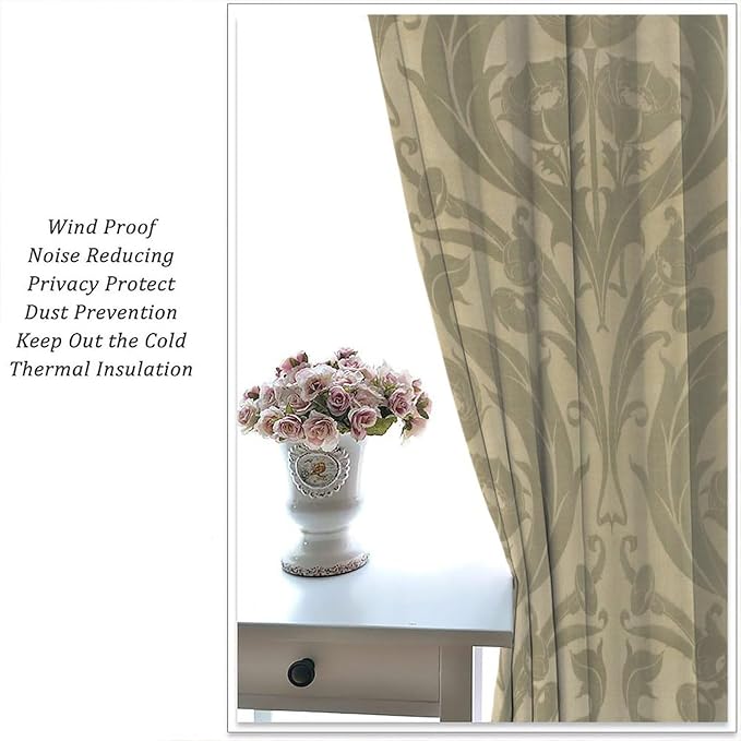 Rustic Vintage Flower Curtains William Morris Boho Country Floral Art Print Blackout Window Drapes for Bedroom Living Room Kitchen Cafe 31.5(W)*72(L) 2 Panels