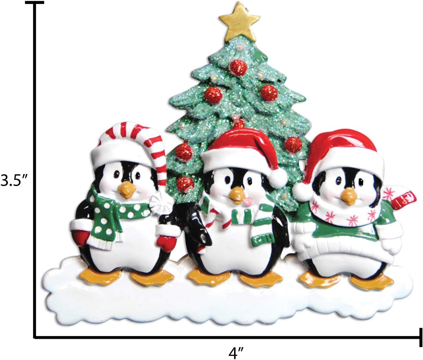 3D Scarves Penguins Family of 3 Christmas Ornament 2025 Personalized Family Christmas Ornaments 2025 | Winter Snow Personalized Tree Ornaments Customizable Gifts Santa Hat Penguin of Three Ornament